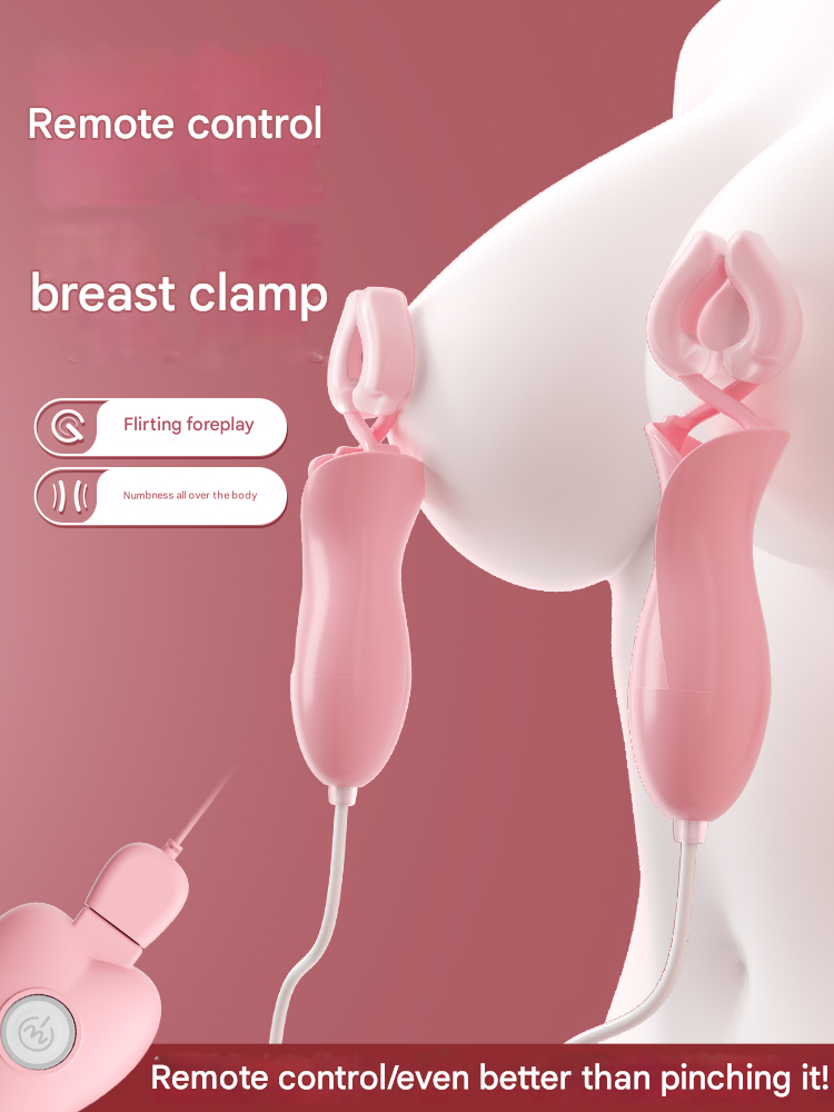 谜姬有线夹夹乐遥控充电粉-双震乳夹（双头）