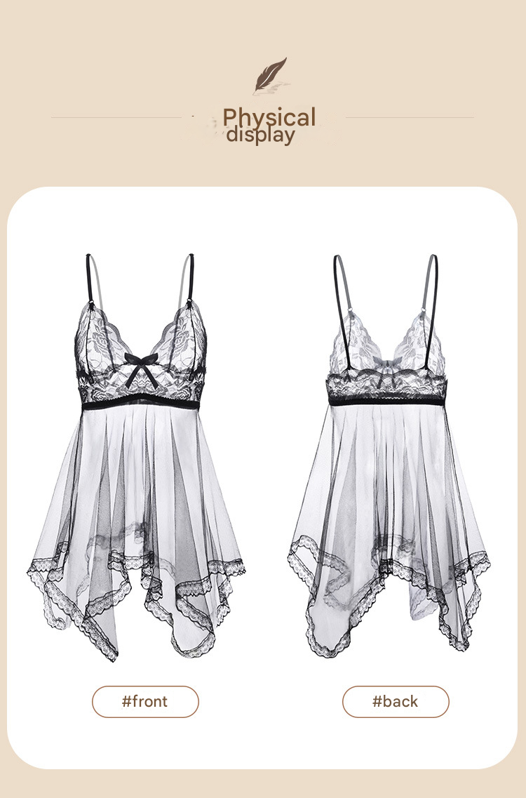 霏慕网纱透视吊带裙女7832
