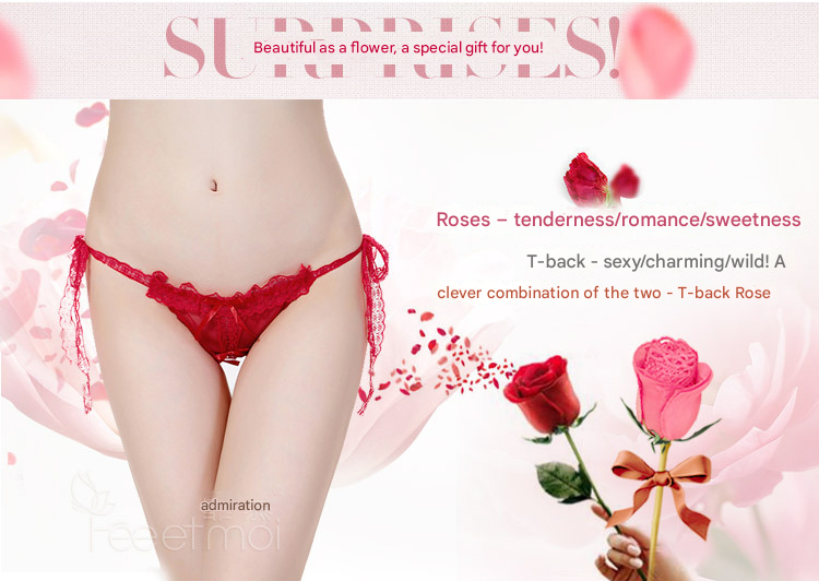 霏慕丁字裤玫瑰花内裤7126
