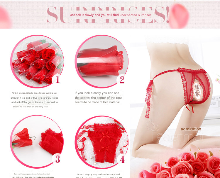 霏慕丁字裤玫瑰花内裤7126