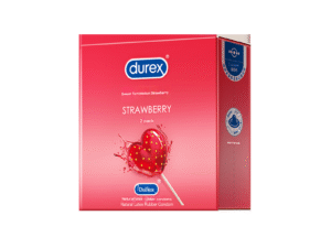 Durex Strawberry Scented Condoms - 2-Count Pack for Sweet & Fruity Fun