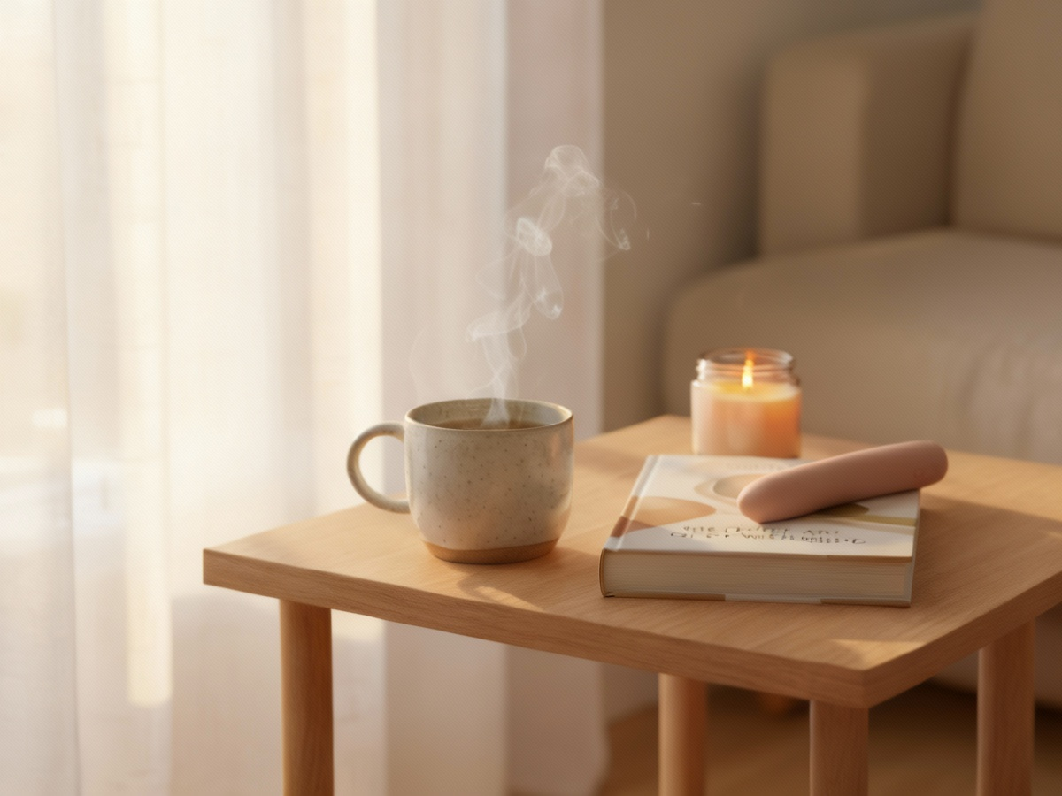 A lifestyle shot showing a product as part of a self-care ritual